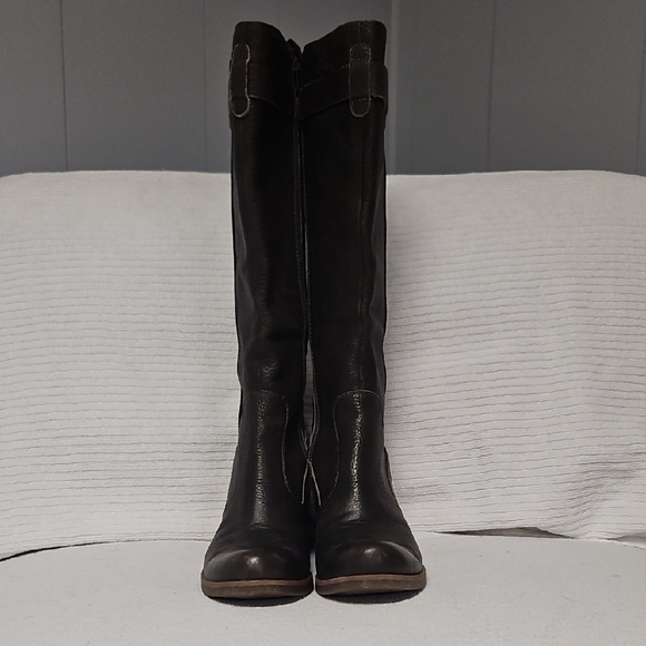 Corks Gray Leather Tall Heeled Boot - Picture 1 of 7